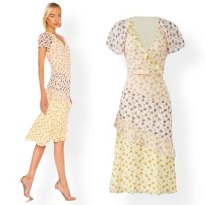 Joie Floral Ruffle Silk Tiered Flair Summer Dress